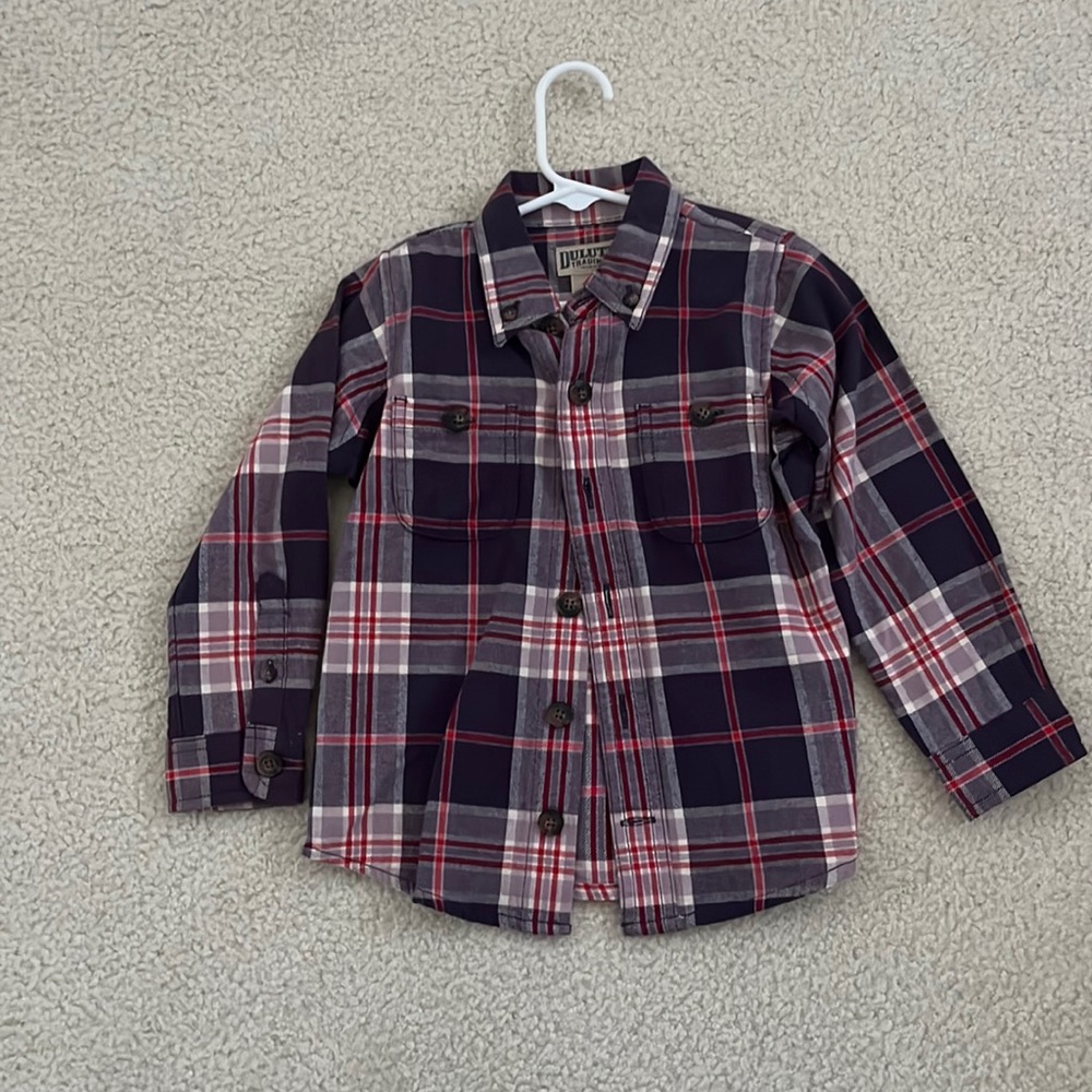 Duluth purple plaid button up flannel, new with tags